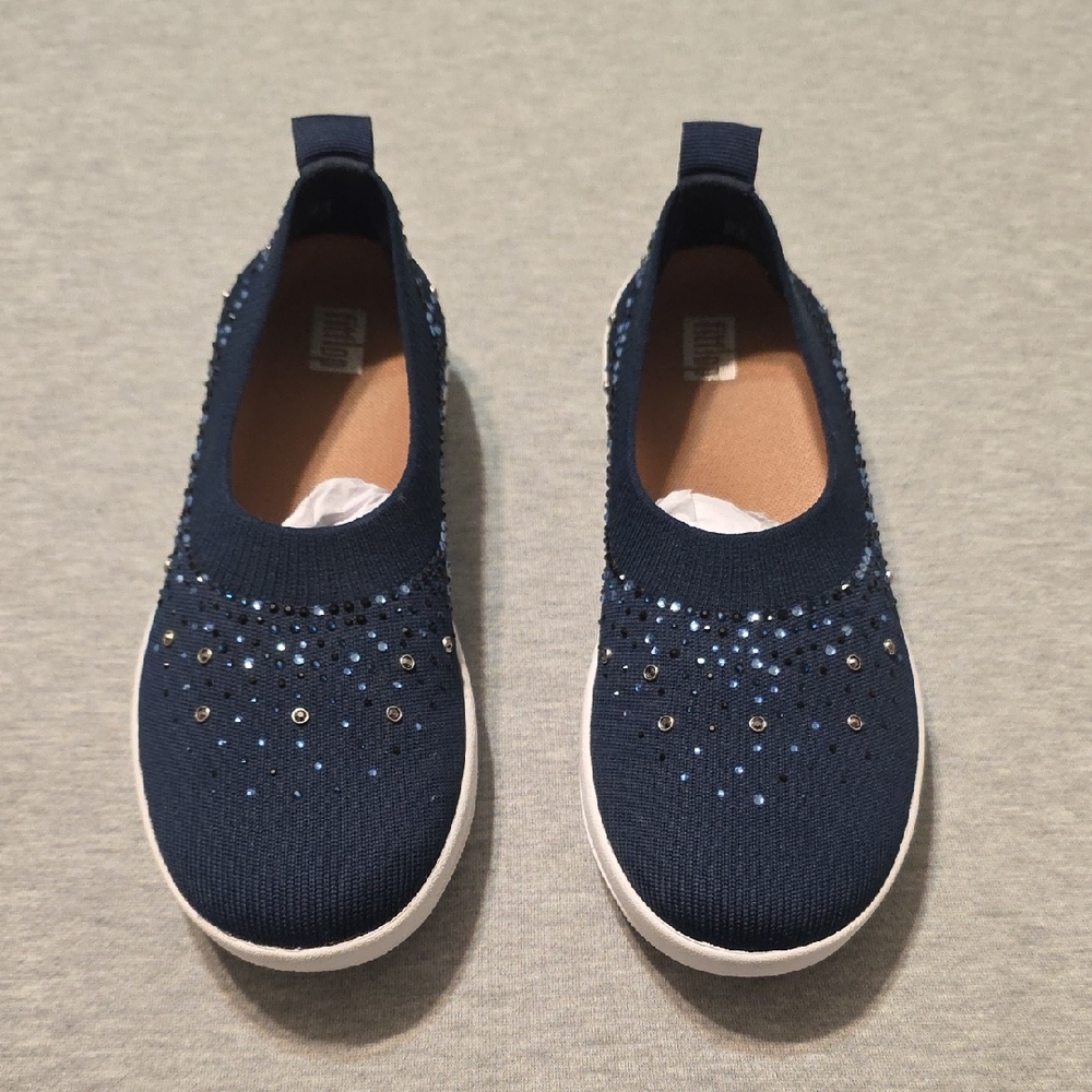 Fitflop Kids Sparkly Navy Slip-On Sneakers